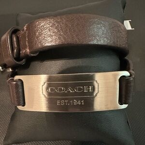 Coach Brown Leather Bracelet with Silver Plate